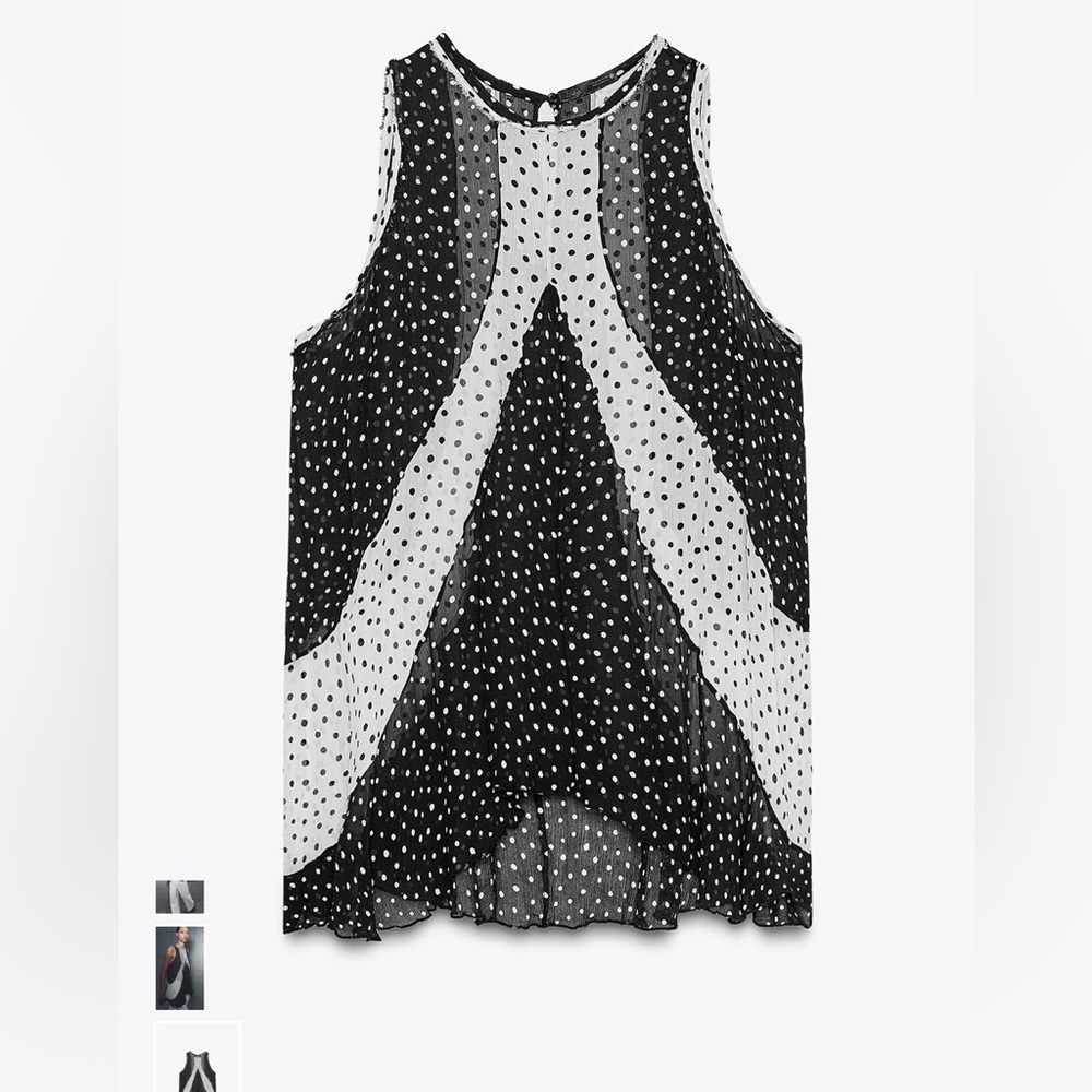 Brand New Zara Top Size M
Black and White Polka Dot Women's Top